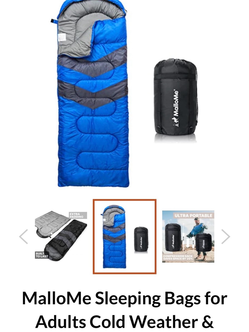Adult Blue and Gray Cold-Weather Sleeping Bag